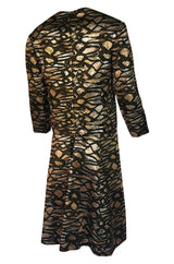 1960s Nina Ricci Metallic Gold Silver Silk Brocade Dress & Jacket Suit Set