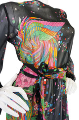 1970s Semi Transparent Printed Chiffon Malcolm Starr