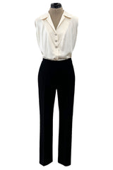 Spring 2006 Chanel by Karl Lagerfeld Haute Couture Pant Set w Detachable Collar & Sleeves