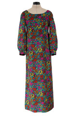 Rare & Exceptional Spring 1966 Yves Saint Laurent Sketch Documented Floral Print Dress