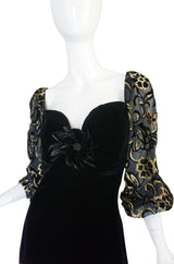 1971 Yves Saint Laurent Gold & Black Velvet Dress