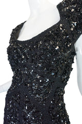 Recent Elie Saab Fully Beaded & Sequinned Black Dress