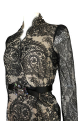 Fall 2010 Alexander McQueen Black Scalloped Lace Wrap Dress