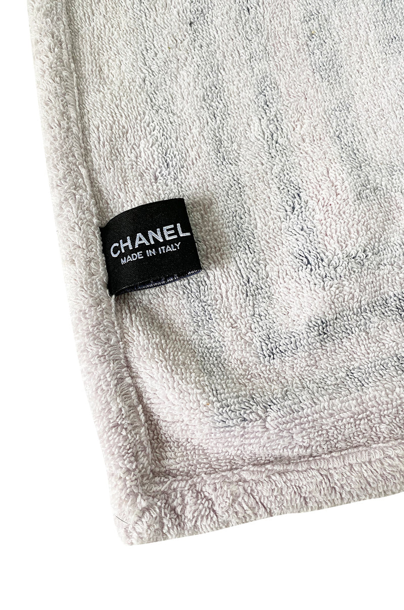 Early 2000s Chanel Art Deco Feel Blue Towel w Diving Girls & Logo