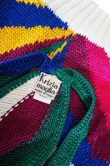 1970s Krizia Multi Color Racer Back Sweater Top