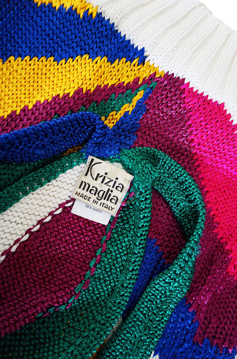 1970s Krizia Multi Color Racer Back Sweater Top