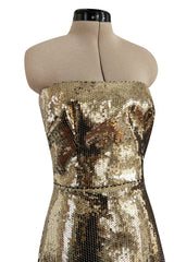 Resort 2020 Alex Perry Supermodel Long Strapelss Gold Sequin 'Howard' Dress