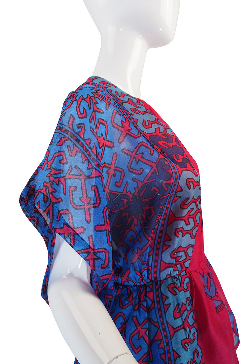 1970s Numbered Silk Gazar Lanvin Caftan Dress