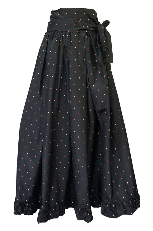 1981 Yves Saint Laurent Embroidered Silk Taffeta Full Maxi Skirt