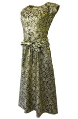 1950s Jeanne Lanvin by Castillo Haute Couture Metallic Brocade Dress