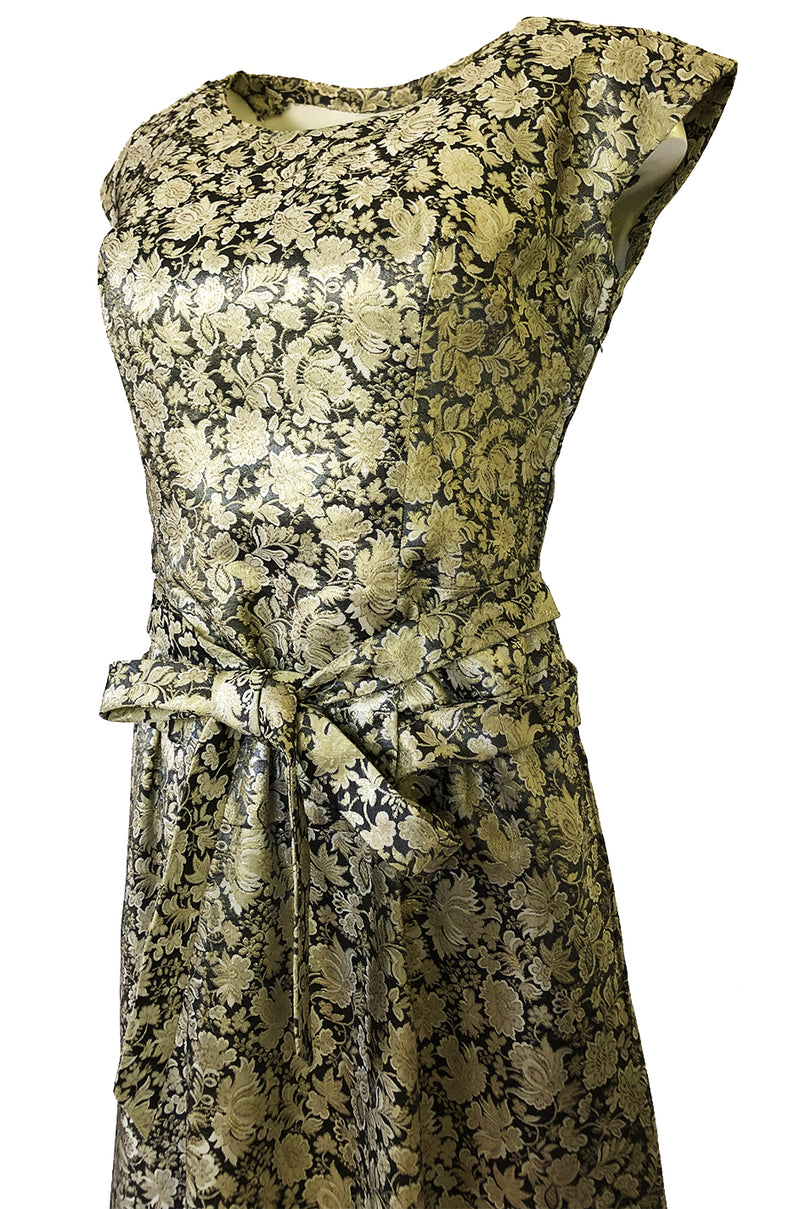 1950s Jeanne Lanvin by Castillo Haute Couture Metallic Brocade Dress