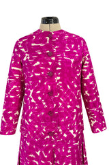 Exceptional Spring 1966 Christian Dior Haute Couture Suit by Marc Bohan In a Pink Patterned Silk Twill
