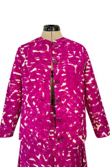 Exceptional Spring 1966 Christian Dior Haute Couture Suit by Marc Bohan In a Pink Patterned Silk Twill