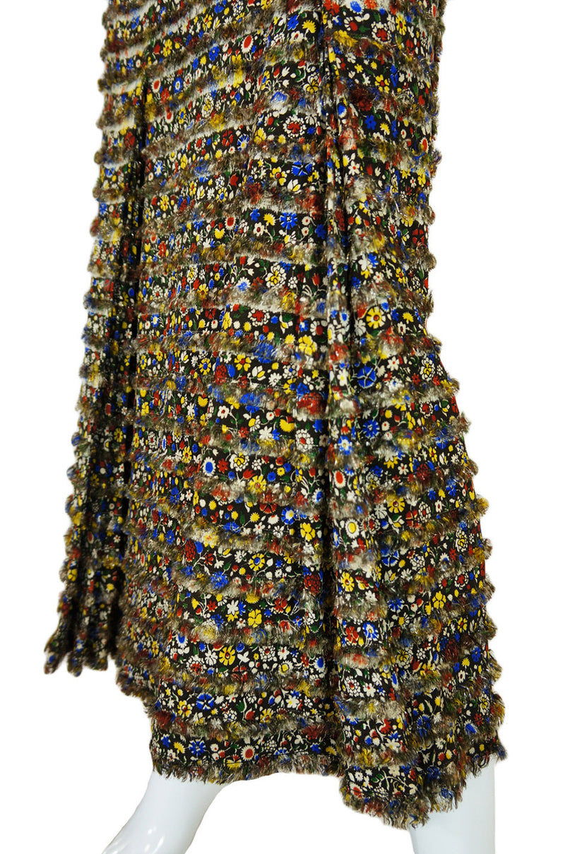 1930s Silk Floral Fringe Swing Dress