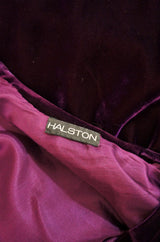 1970s Purple Velvet Halston Plunge Dress