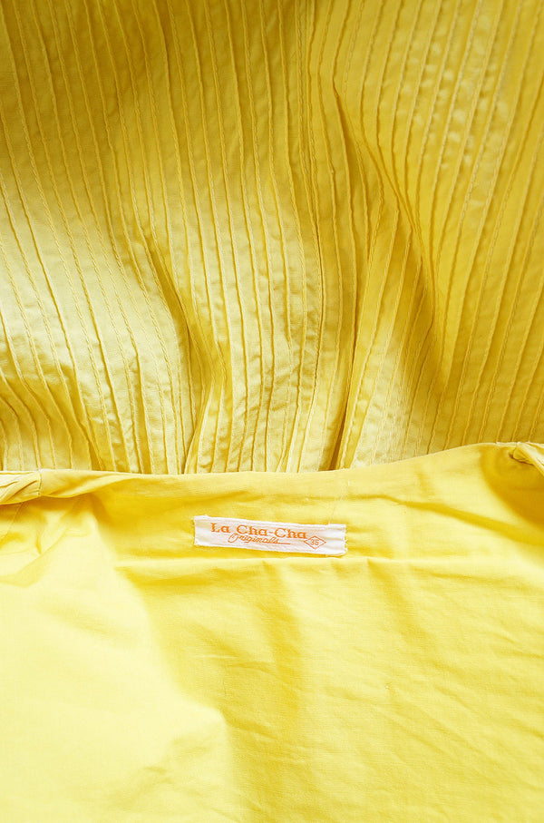 1950s Yellow Mexican Pin Tuck Dress