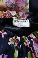 1970s Teal-Mignon Floral Caftan Dress