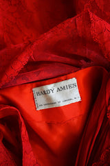 1950s Rare Red Lace Hardy Amies Dress