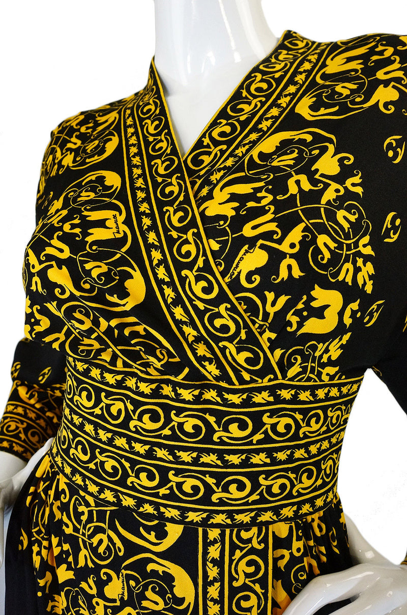 1970s Yellow & Black Maurice Dress
