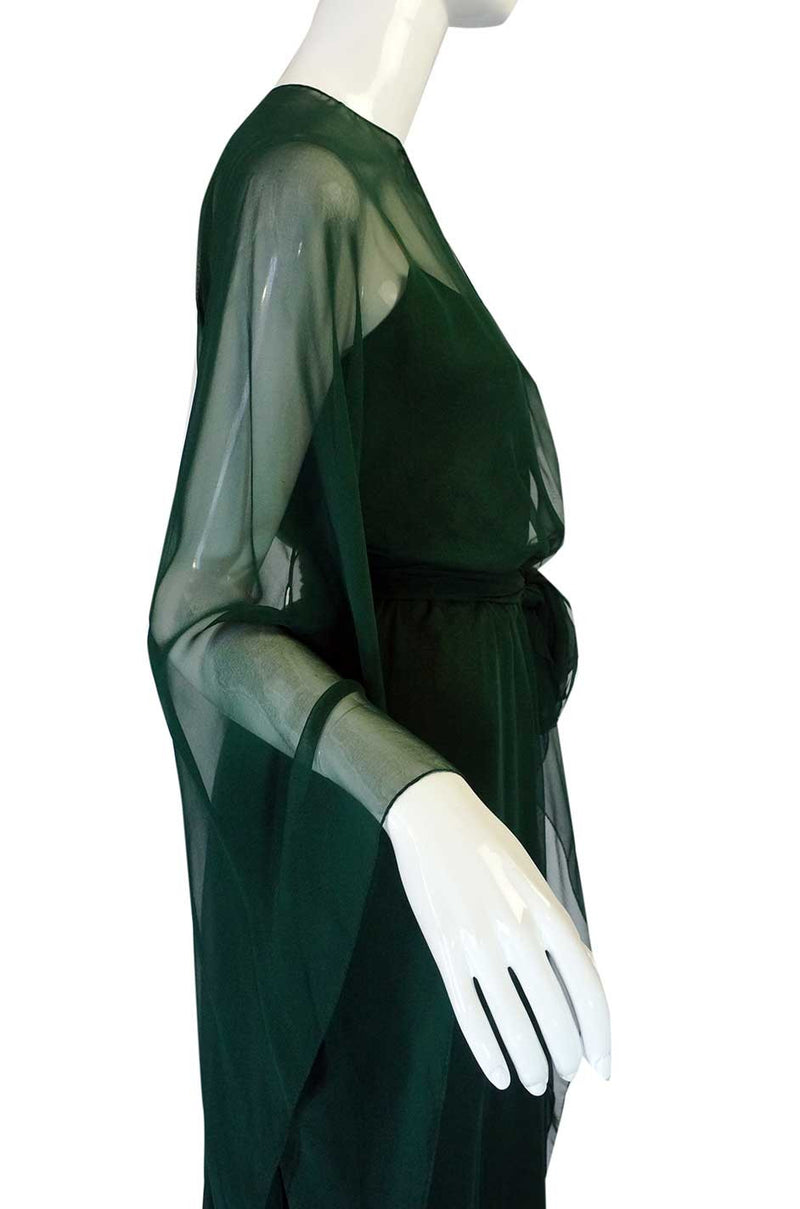 1970s Rare Halston Silk Chiffon Gown