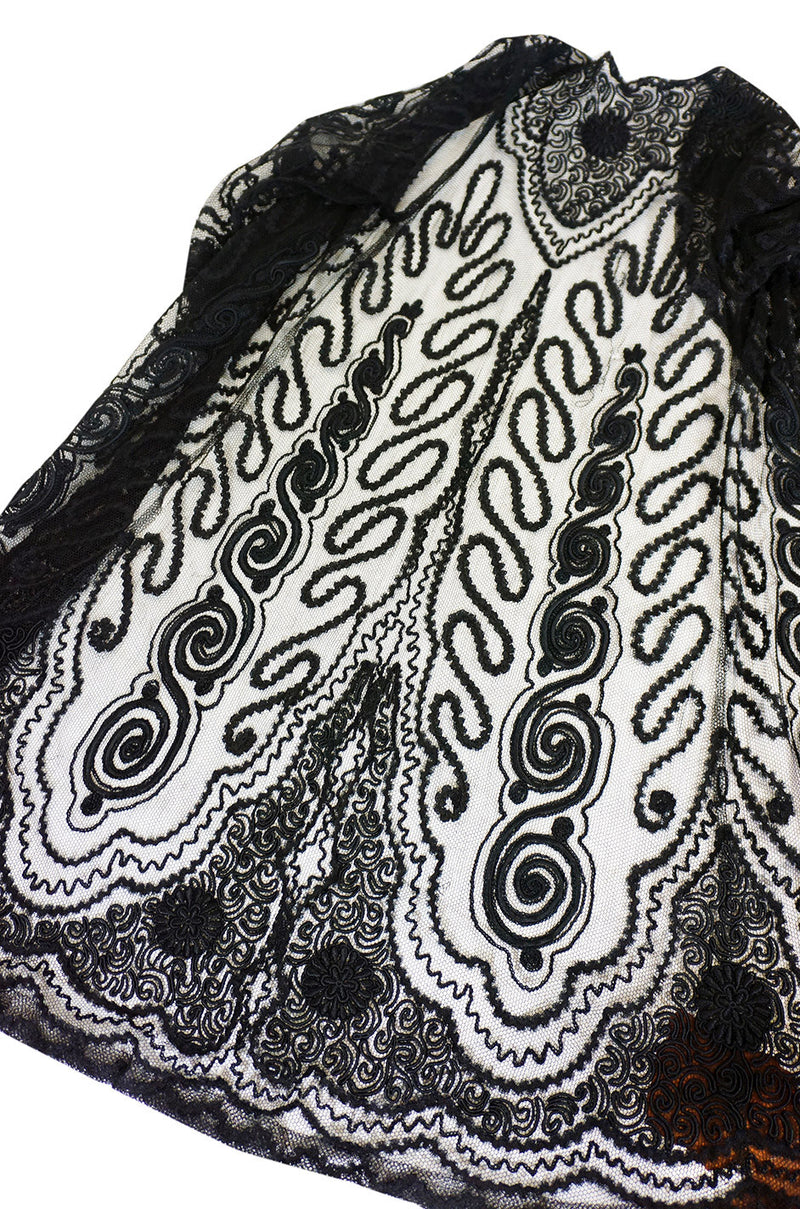 Edwardian Embroidered Black Net Coat