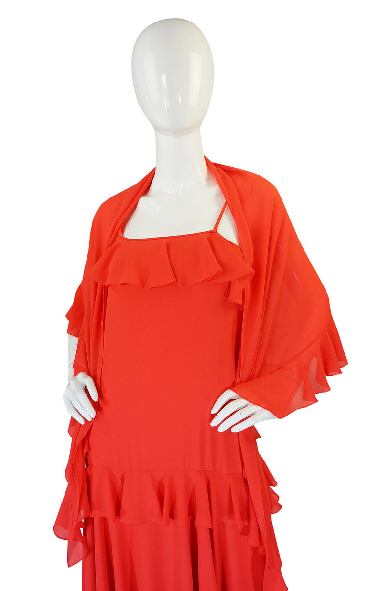 1970s Adele Simpson Ruffled Dress