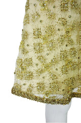 1960s Rhinestone & Bead Silk Net Dress