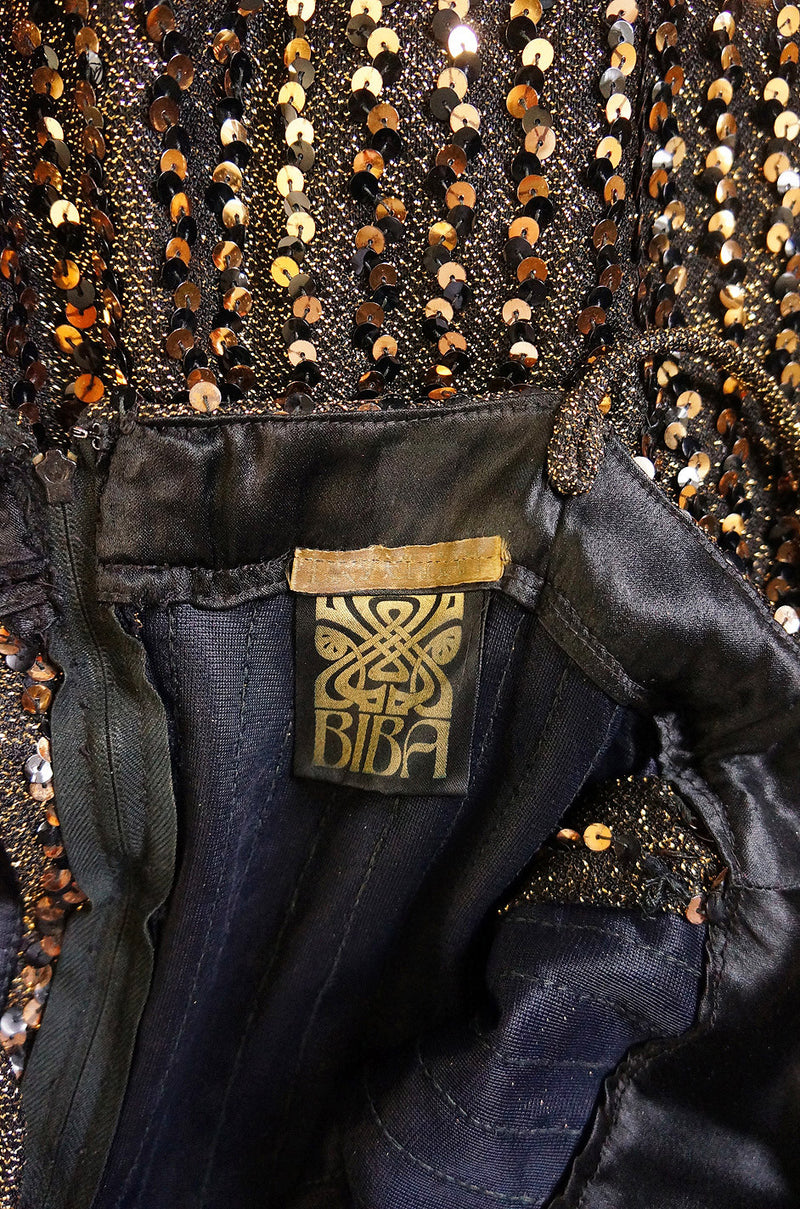 1970s Rare Biba Gold Sequin Maxi Dress Shrimpton Couture 1970s Rare Biba Gold Sequin Maxi Dress Shrimpton Couture