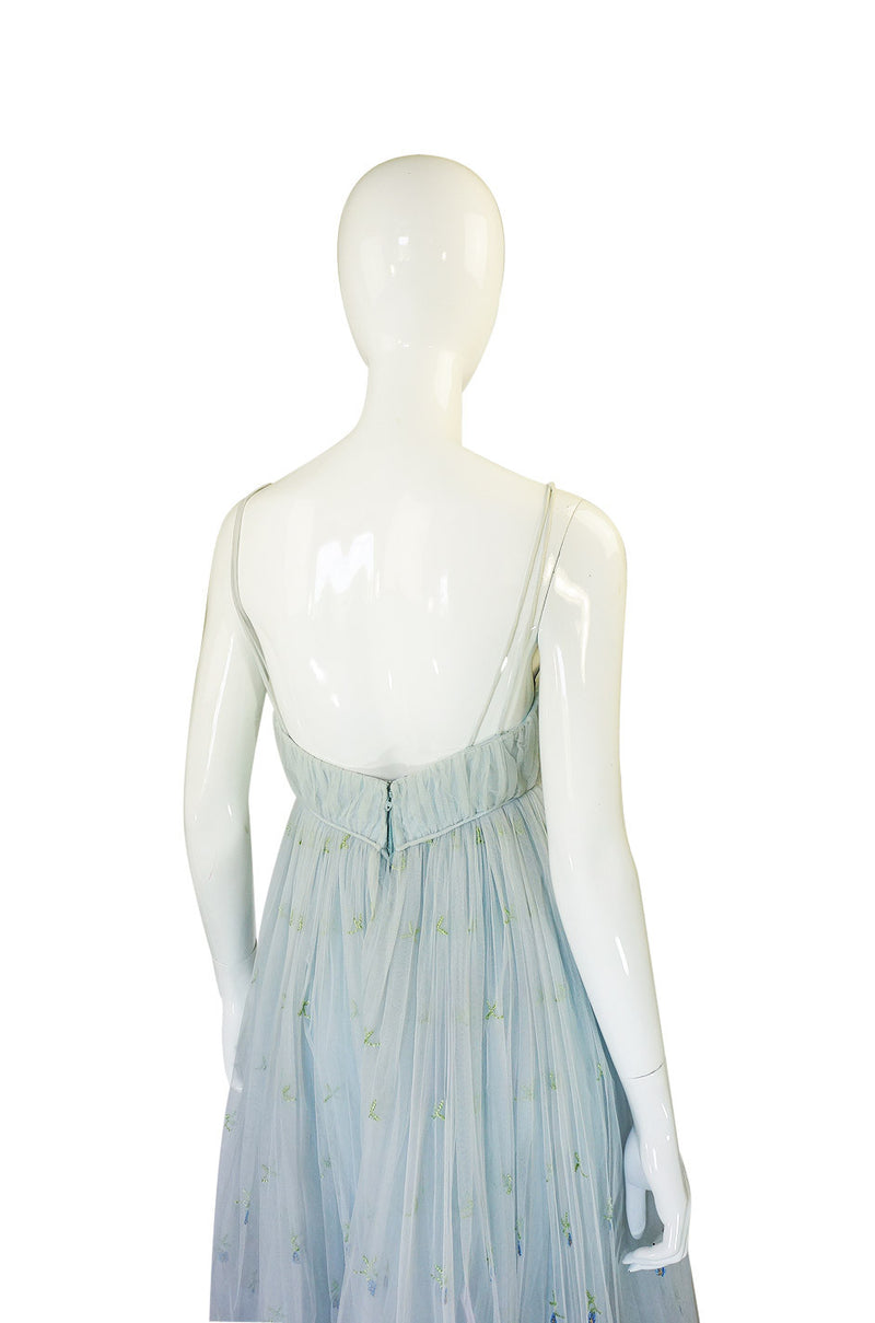 1960s Bosand Net Blue Gown with Cape