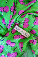 1980s Silk Givenchy Green Cherry Dress