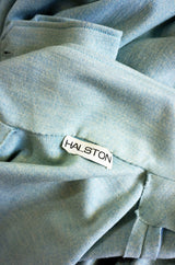 1970s Blue Silk Cashmere Halston Maxi
