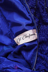 c1954 Ceil Chapman Strapless Bead & Sequin Silk Dress