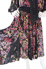 1970s Diane Freis Print Georgette Dress