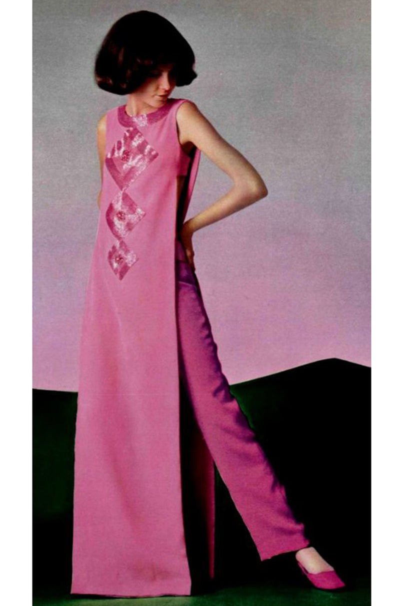 c1969 Possible Pierre Cardin Beaded Dress & Vest Set