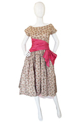 1950s Paisley & Gold Print Party Dress