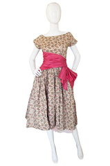 1950s Paisley & Gold Print Party Dress