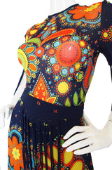 1970s Metal Tip Fringe Maxi Dress