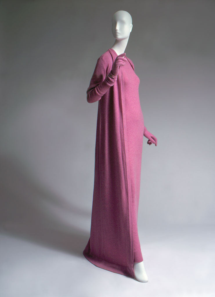 c1973 Halston Red 100% Cashmere Evening Dress