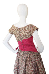 1950s Paisley & Gold Print Party Dress