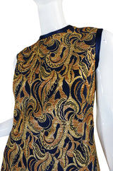 1960s Metallic Gold & Blue Malcolm Starr Dress & Jacket