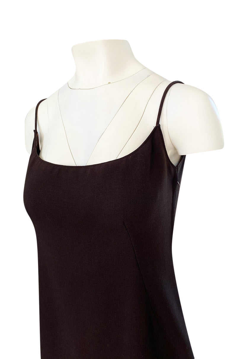 Spring 1968 Unlabeled Norman Norell Deep Brown Dress w Dipped Back