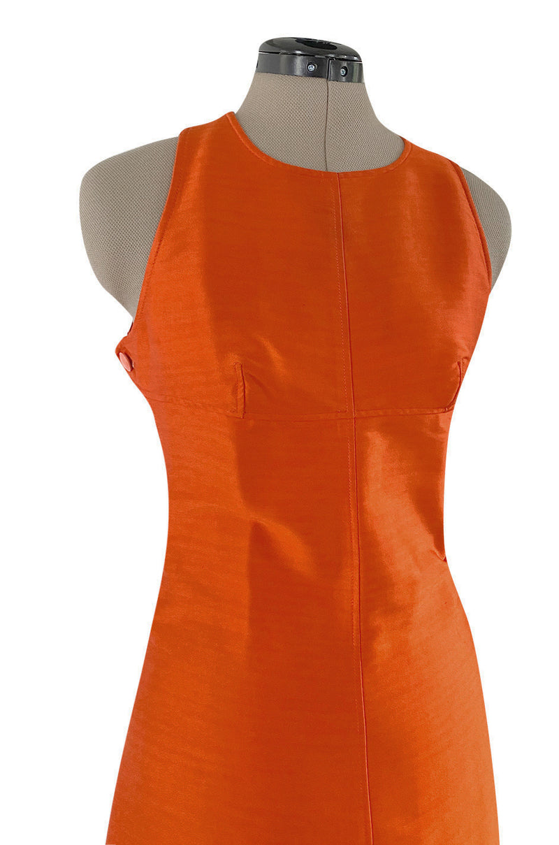 Incredible Spring 1970 Andre Courreges Cross Strap Backless Bright Sculpted Orange Dress