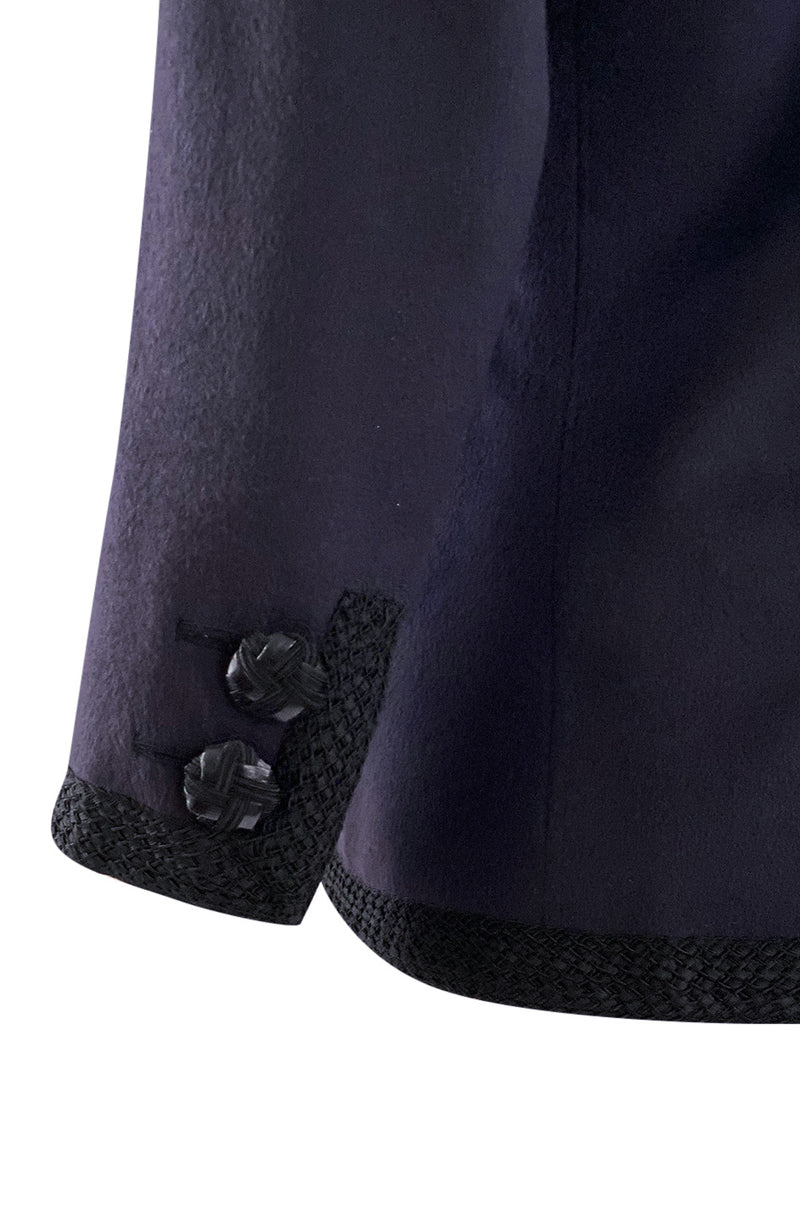 Documented Fall 1990 Yves Saint Laurent Cashmere Jacket w Leather Braid Closures