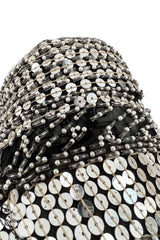 Sparkly Spring 1981 Halston Silver Sequin & Beaded Black Silk Chiffon Jacket