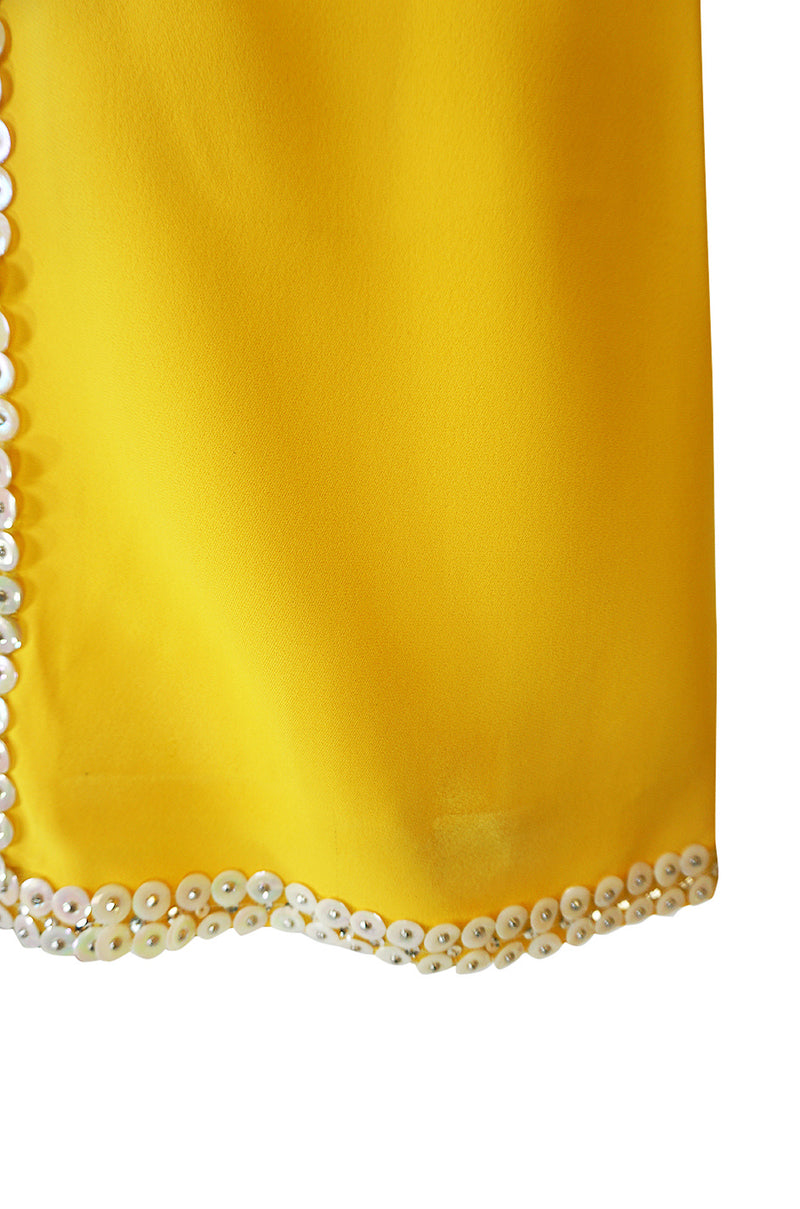 c1967 Chloe by Karl Lagerfeld Stud & Paillettes Yellow Mini Dress