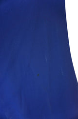 1970s Deep Blue Silk Chiffon Caped Detail Valentino Dress
