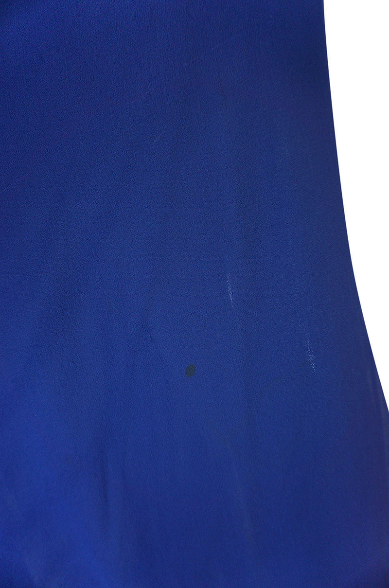 1970s Deep Blue Silk Chiffon Caped Detail Valentino Dress