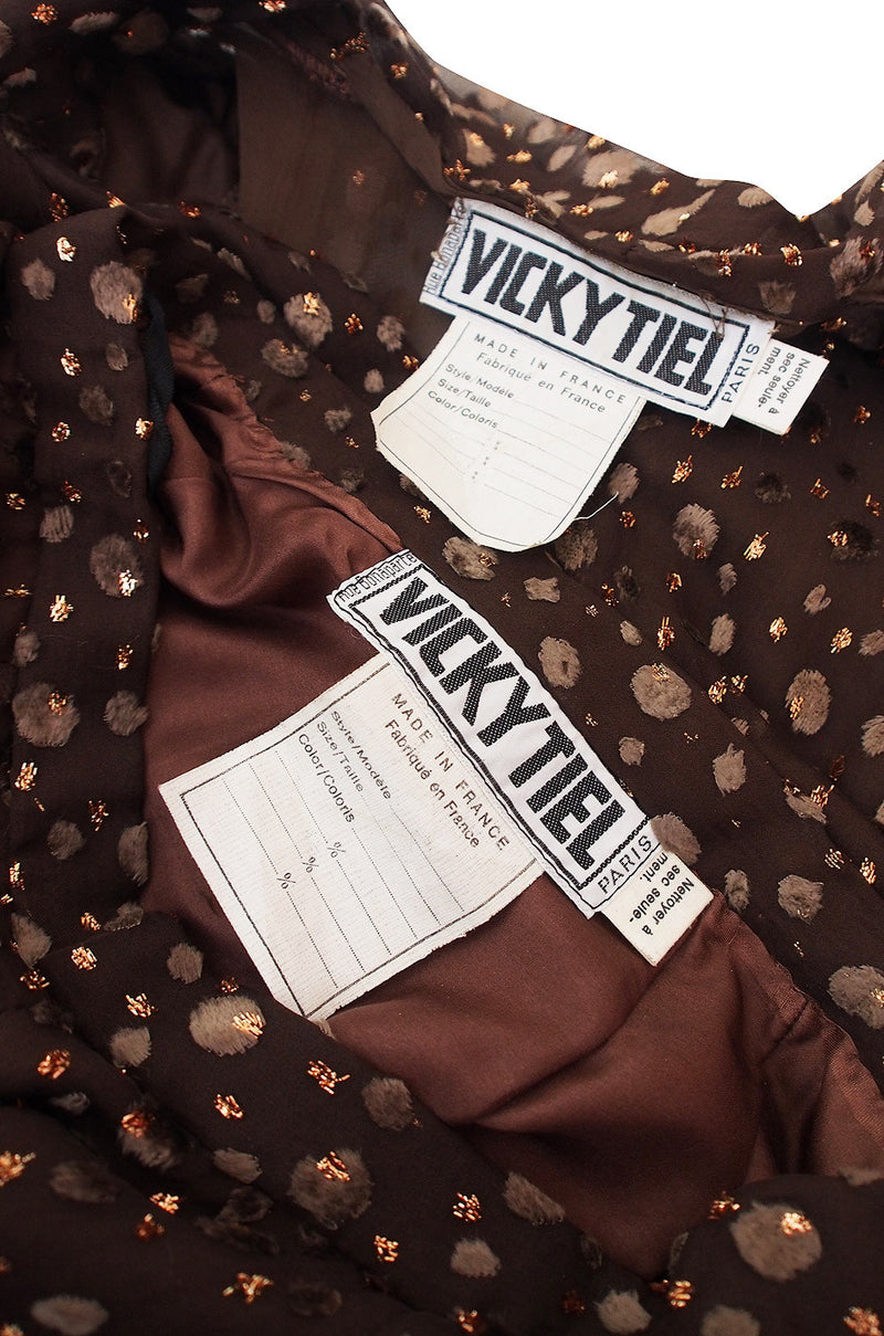 c.1975 Vicky Tiel Velvet Detailed Silk Chiffon Set