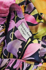 1960s Silk Chiffon Floral Oscar De La Renta Jumpsuit