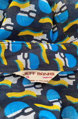 Rare 1960s Jeff Banks Novelty Swimmer Print Button Front Shirt Top
